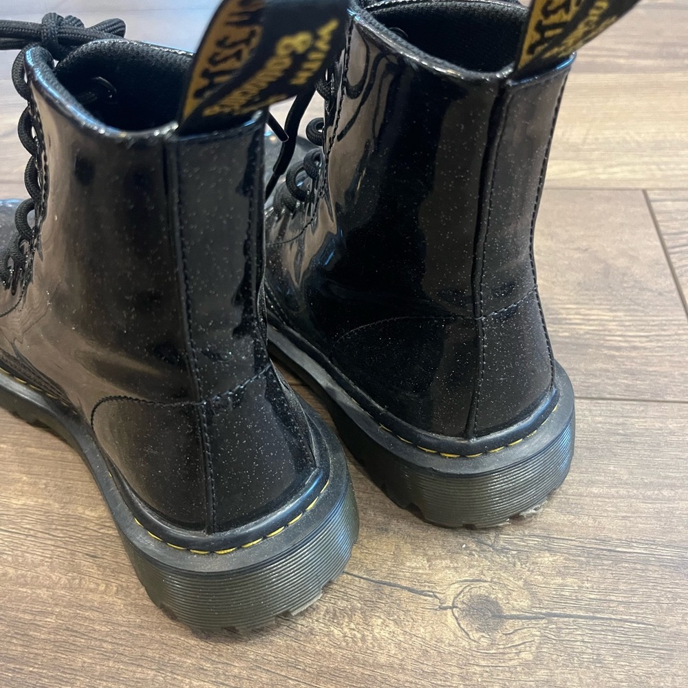 Dr. Martens Black Glitter Combat Boots - Picture 5 of 8